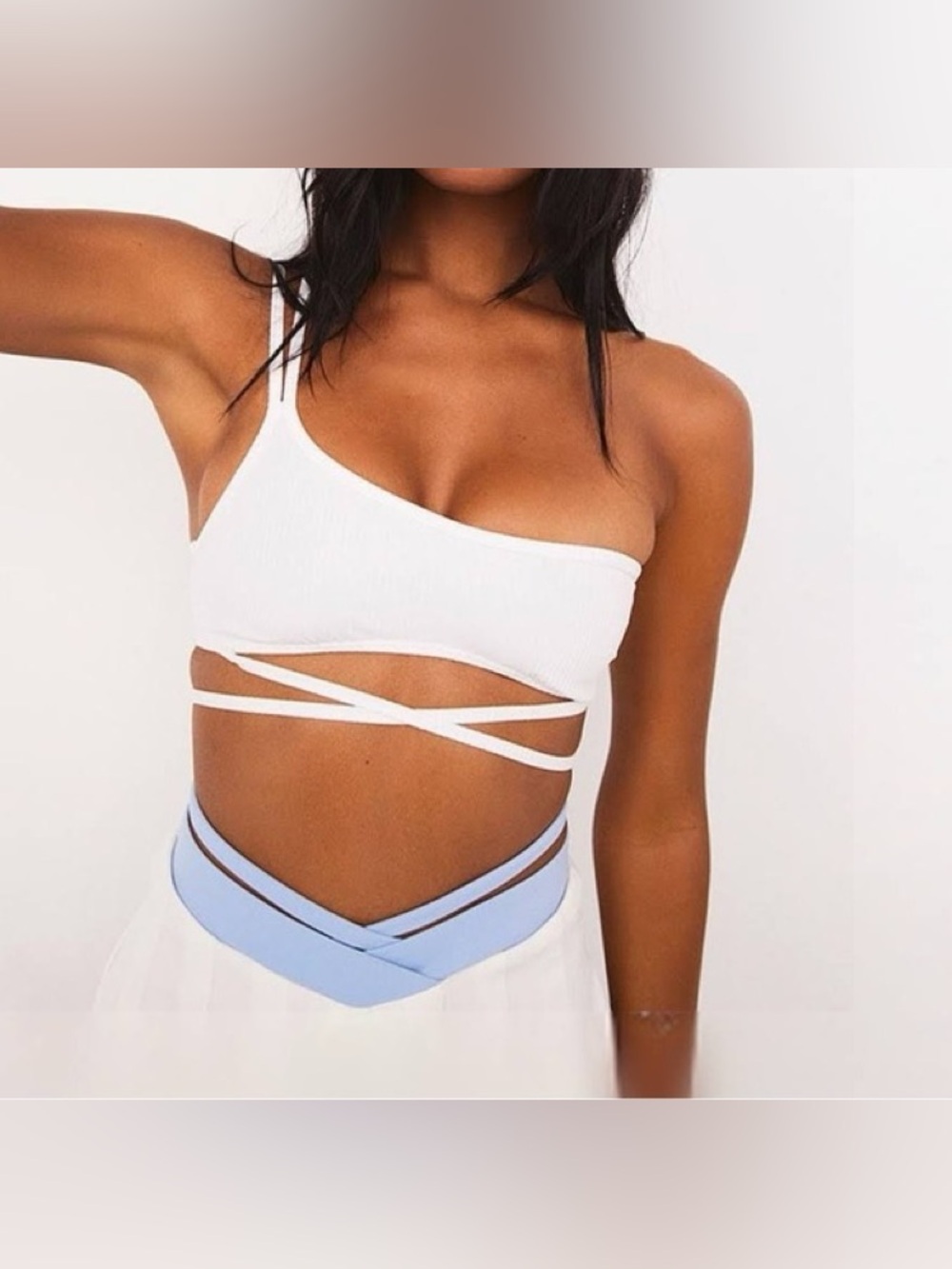 For Love And Lemons White Ribbed Chloe Sports Bra Bralette
